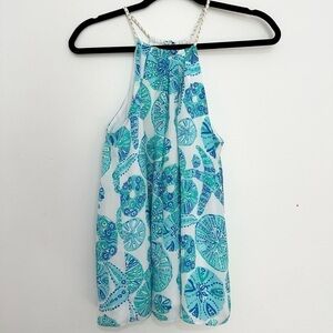 Lilly Pulitzer  For Target Sea Life Blue/Aqua/White Tank Top Blouse Size SP